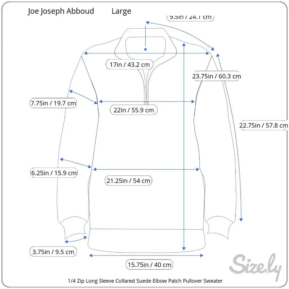 JOE Joseph Abboud 1/4 Zip LS Collared Suede Elbow Patch Pullover Sweater LG